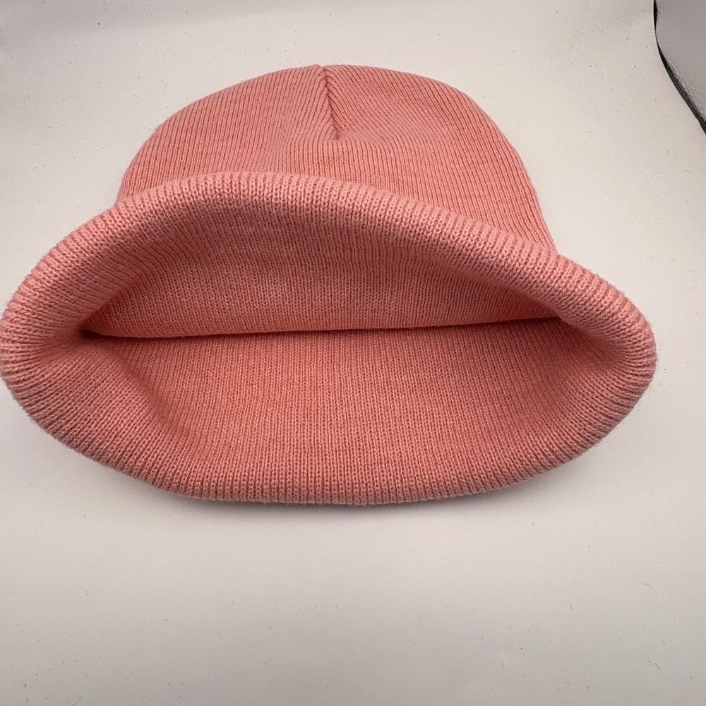 Womens Beanie Hat Coral Pink Cuffed Knit Winter‎ Warm Fashion
